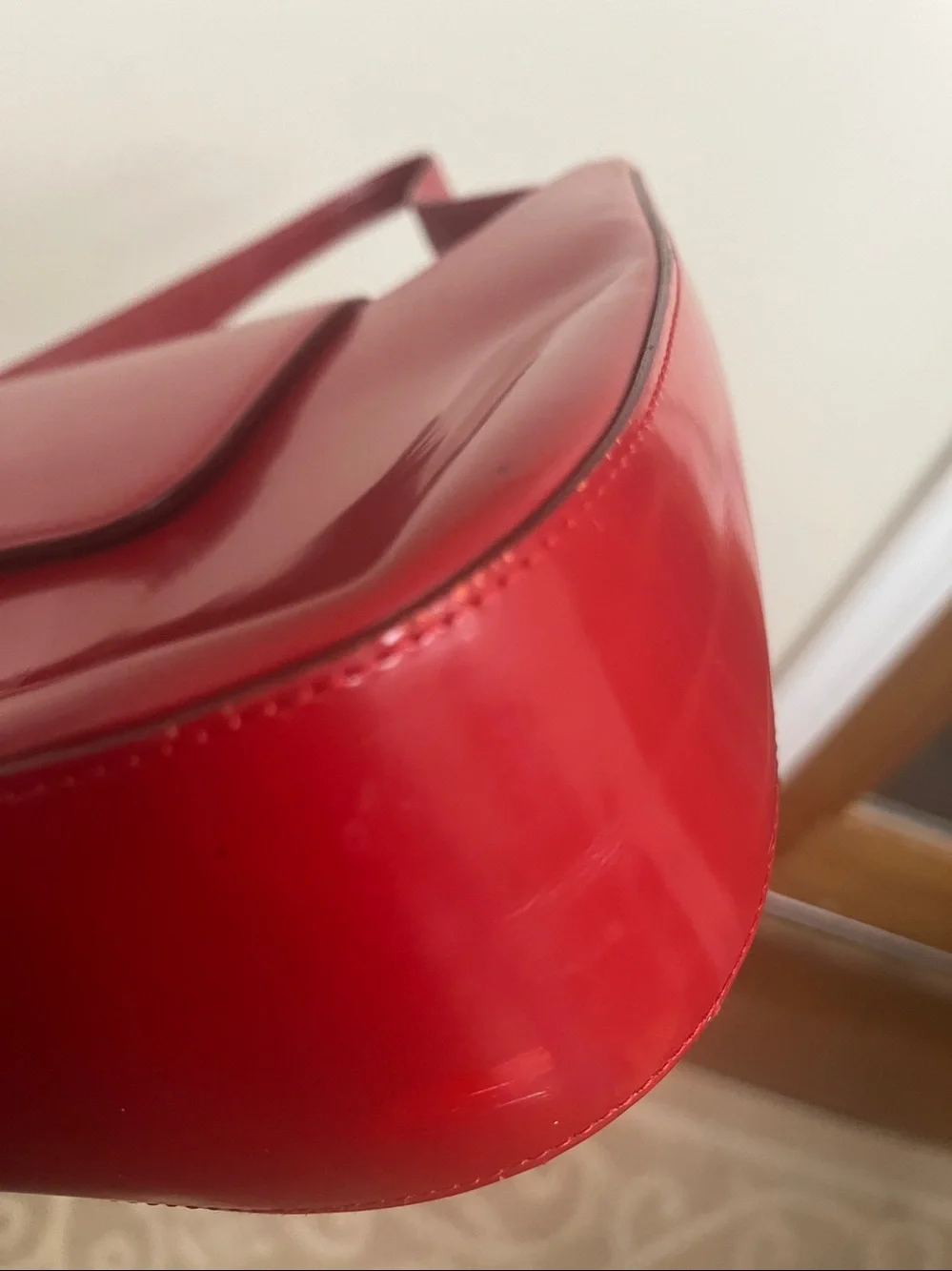 Red Leather medium structured Lancel Shoulder Bag